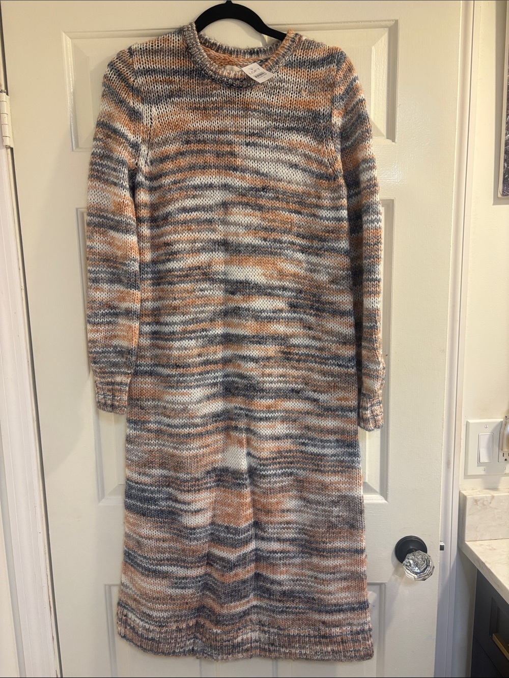 LOFT Multicolor Striped Knit Pullover in Cream, Gray & Tan